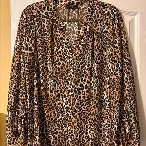 Stylish Tahari Animal Print Blouse - Large